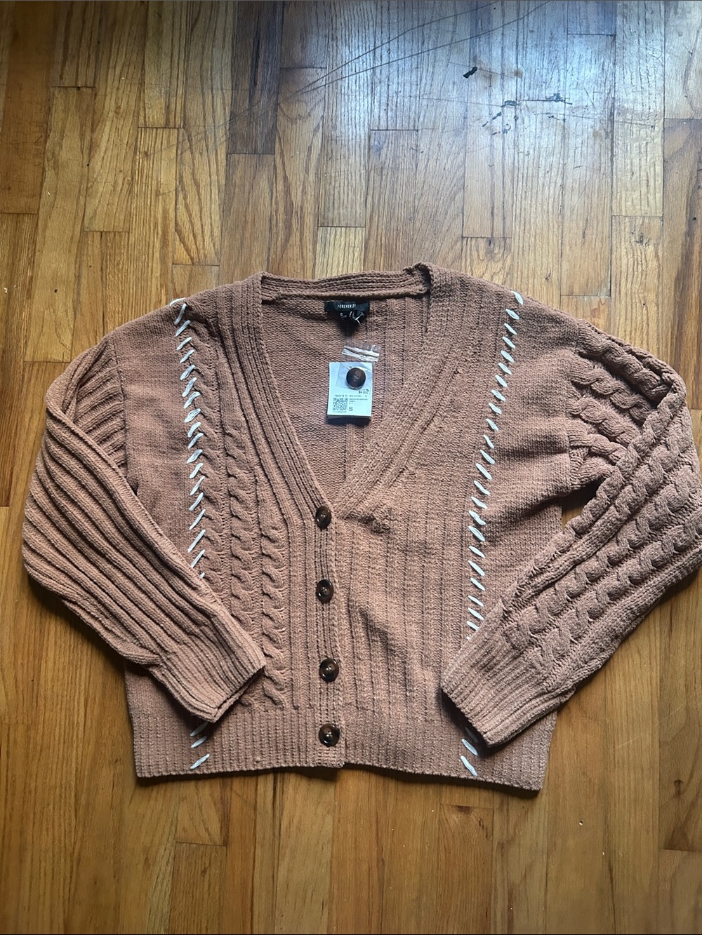 Forever 21 light Brown Knit Button-Up Cardigan